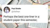 Thumbnail for Best one-liner in a student paper | Jeaney Collects