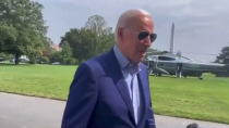 Thumbnail for Today, Sunday : Senile Joe Biden says "My Butt's Been Wiped" after returning from care in Delaware. watch real video. he is speaking to annoying handlers in is earpiece probably.