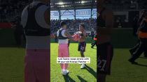Thumbnail for Luis Suarez swaps jerseys with 18-year-old Kristian Fletcher 🤝 #shorts #luissuarez #soccer | Major League Soccer