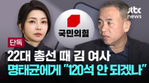 Thumbnail for [단독] 22대 총선 때 김 여사 "120석 안 되겠나" 묻자 명태균 "어렵다" [이슈PLAY] / JTBC News | JTBC News