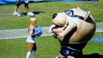 Thumbnail for Mascot Eats Cheerleader - Tennessee Titans' T-RAC devours blonde