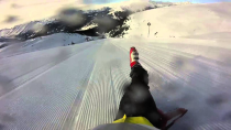 Thumbnail for 1100 meter piste slide with no skis (82Km/h) GoPro Hero | Stijn de Man