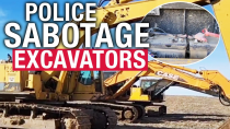 Thumbnail for RCMP sabotaged three excavators to prevent their usage at the blockade in Coutts, Alberta | Rebel News