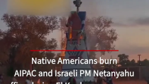 Thumbnail for Native Americans burn netanyahu effigy