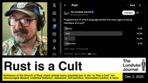 Thumbnail for Rust is a Cult | The Lunduke Journal