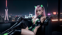 Thumbnail for (1HOUR) Ambient Cybernetic Music with AI Art: "Bladerunner-Cyberpunk Vibes with Some Cat Girls" | AI_EmeraldApple
