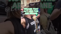 Thumbnail for Guy eats meat in front of Triggered Vegans | WorstTakesDaily