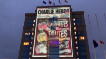 Thumbnail for France says Fuck You to Islamists and project a giant Charlie Hebdo cartoon of mohammed onto a local government building