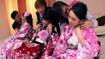 Thumbnail for Rare Japanese Orgy with three cute JAV Teens with Hairy