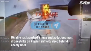 Thumbnail for Video - ((( Ukrainian ))) 5th Column drone attacking Russian nuclear-conventional bombers, over 5 Russian airforce bases, and 2 key bridges 