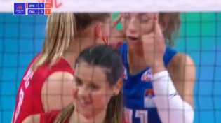 Thumbnail for /our/ girls. Serbian women's vollyball team making Slant Eyes towards Thai team