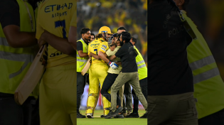 Thumbnail for MS DHONI Save Fan From Security Guards who enter in ground 😱 #Msdhoni #viratkohli #msdhonifan | Cricket In India