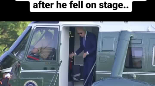 Thumbnail for Short-pants Biden hits his head on the doorway of Marine 1, one day after he fell on stage..