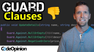 Thumbnail for Stop using trivial Guard Clauses! Try this instead. | CodeOpinion