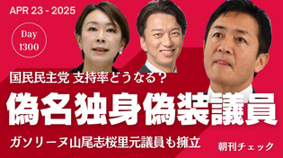 Thumbnail for 偽名独身偽装不倫議員にガソリーヌ山尾志桜里擁立　支持率急上昇の国民民主党はどうなる？／斎藤知事支持率３４％ 神戸新聞世論調査を読む | 子守康範チャンネル