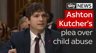 Thumbnail for Ashton Kutcher's emotional call for "fight" to end child sex trafficking | Sky News