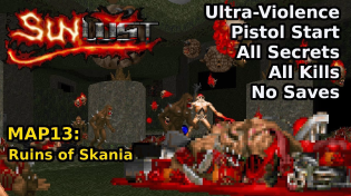 Thumbnail for Doom II: Sunlust - MAP13: Ruins of Skania (Ultra-Violence 100%) | decino