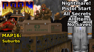 Thumbnail for Doom II - MAP16: Suburbs (Nightmare! 100% Secrets + Items) | decino