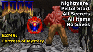 Thumbnail for Doom - E2M9: Fortress of Mystery (Nightmare! 100% Secrets + Items) | decino