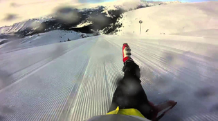 Thumbnail for 1100 meter piste slide with no skis (82Km/h) GoPro Hero | Stijn de Man