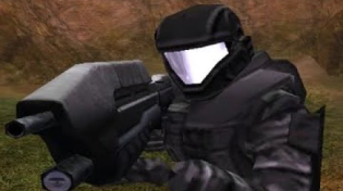 Thumbnail for Halo 2 rare death animation | Gasmask citizen