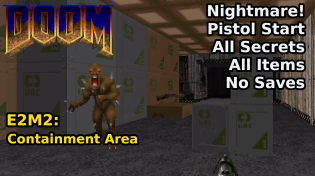 Thumbnail for Doom - E2M2: Containment Area (Nightmare! 100% Secrets + Items) | decino