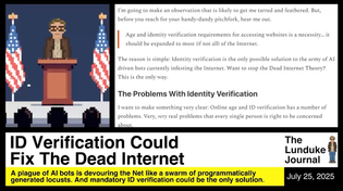 Thumbnail for ID Verification Could Fix The Dead Internet | The Lunduke Journal