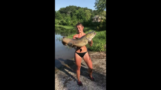 Thumbnail for CATFISH NOODLING: 27lb Flathead Catfish weighed on HME Scales. | Hannah Barron