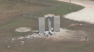 Thumbnail for Crews level rest of the standing Georgia Guidestones after damaging explosion | 11Alive