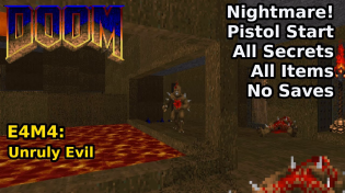 Thumbnail for Doom - E4M4: Unruly Evil (Nightmare! 100% Secrets + Items) | decino