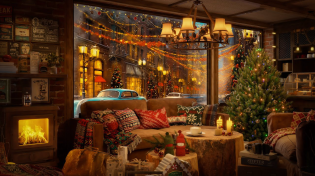 Thumbnail for Warm Winter Night Jazz in Cozy Cabin 🎄 Christmas Ambience with Jazz and Cracking Fireplace for Relax | Cozy Coffee Shop