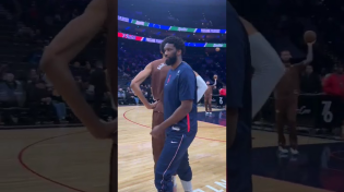 Thumbnail for Embiid's reaction standing next to Wemby 🤣 (via NBATV/X) #shorts | ESPN