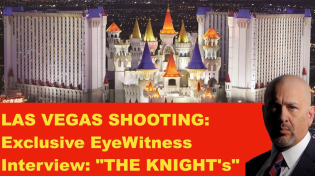 Thumbnail for Las Vegas shooting 2017; John Cullen interviews an eyewitness who saw a police helicopter over the Luxor shooting up Route91. "Why would the police shoot my friend in the neck."