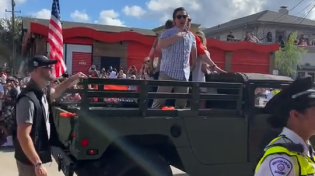 Thumbnail for Someone throwing a beer can at Ted Cruz at the Astros championship parade in Houston today