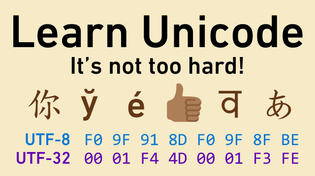 Thumbnail for Unicode, in friendly terms: ASCII, UTF-8, code points, character encodings, and more | Studying With Alex
