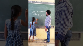 Thumbnail for draw a square with three lines. #education #maths #school #students #youtubeshorts | Raviraj Master