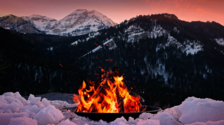 Thumbnail for Live - Scenic Winter Sunset Campfire with Snowy Mountain Views and Crackling Sounds | Beautiful Relaxation