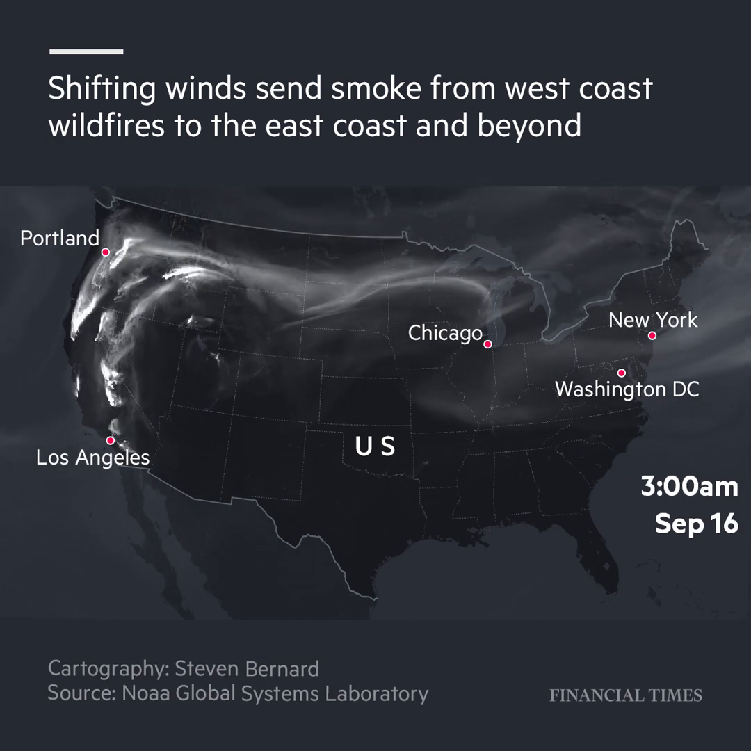 US fires smoke map Sep. 14-17 2020